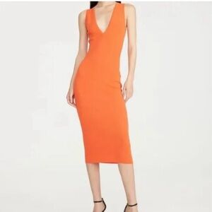 Zara Deep V Vibrant Orange Tube Dress